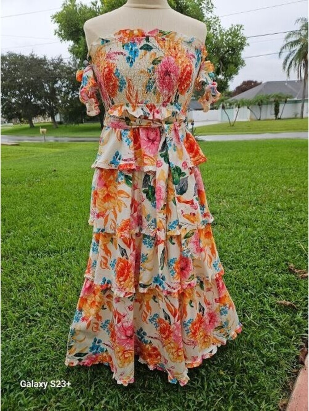 Buddy Love size: M, maxidress with vibrant , multicolored floral smocked dress